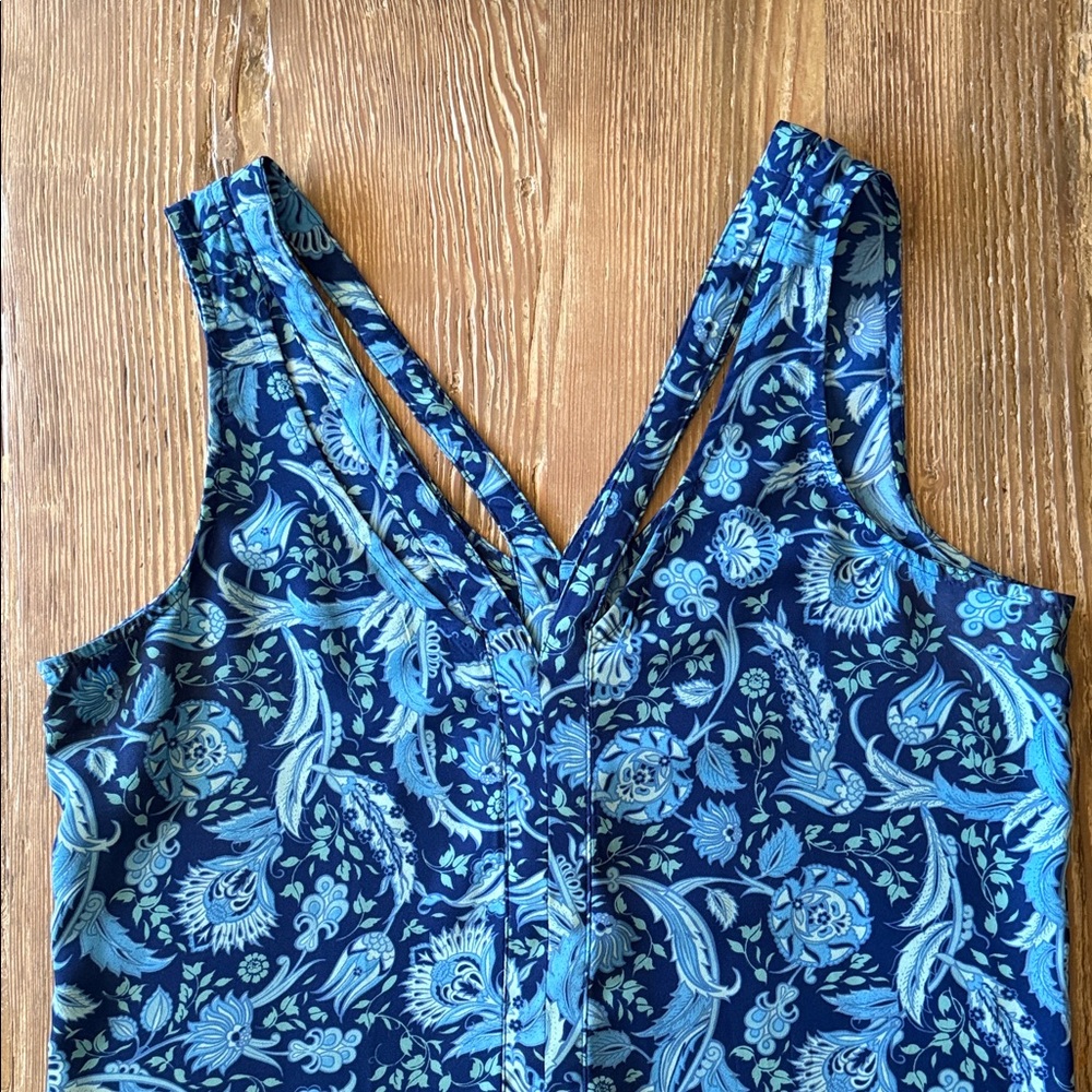 Candie's Navy and Light Blue Patterned Tank Top